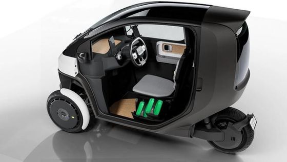 Mini ev car@ Nimbus One Eine kompakte, kippbare E-Fahrzeug mit Geschwindigkeiten von bis zu 50mph w/ Batterie Reichweite für den städtischen Pendeln